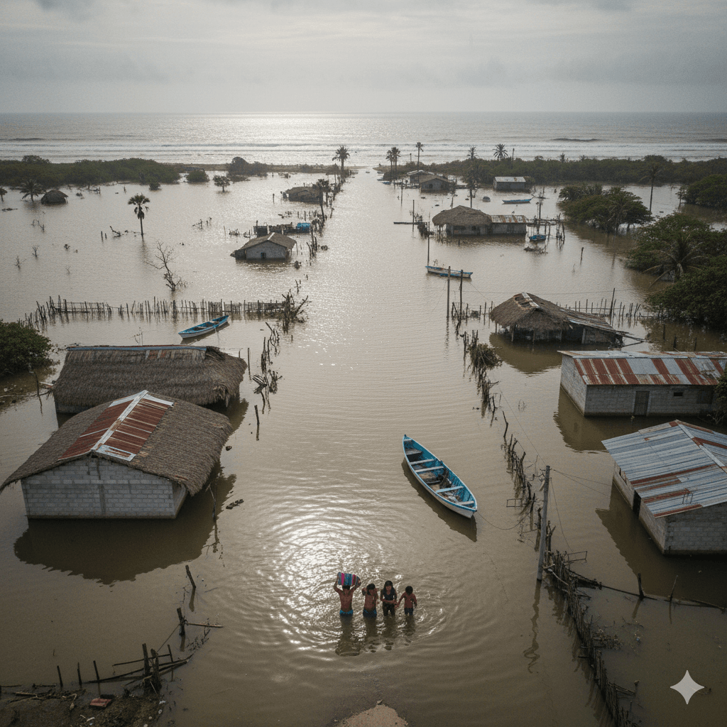 El Desplazamiento Forzado Oaxaca Cambio Climático es una realidad: el mar avanza 13 mm al año en San Mateo del Mar,